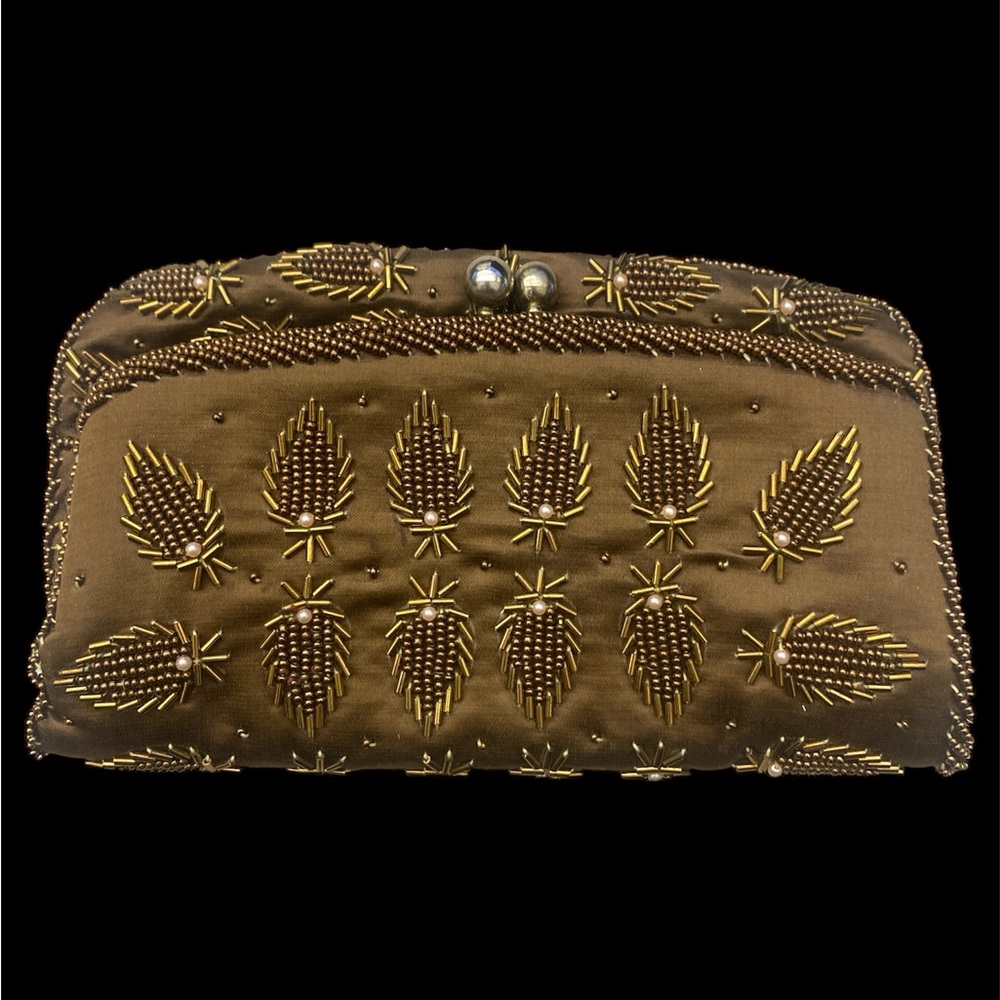 Chic Brown and Gold Embellished Clutch